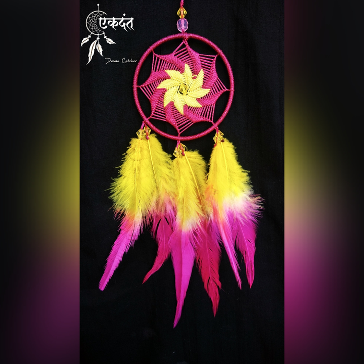 Dark Pink & Yellow Dual Shaded Spiral Dreamcatcher  uploaded by Ekdant Artbox on 6/12/2023