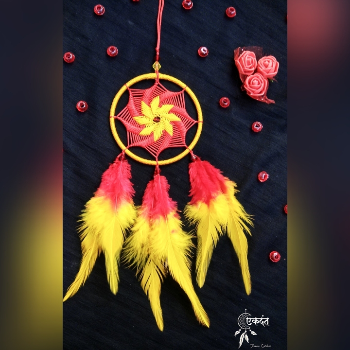 Red & Yellow Dual Shaded Spiral Dreamcatcher  uploaded by Ekdant Artbox on 6/12/2023