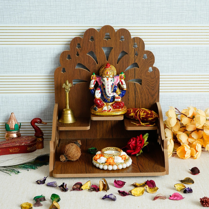 🚩🚩Om with Bells Design and 3 Shelfs Laminated Wood Pooja Temple/Mandir
 uploaded by Home decor on 6/12/2023