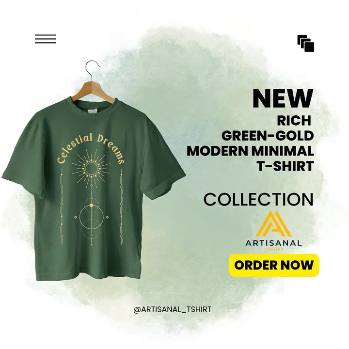 Post image New rich green gold modern minimal tshirt