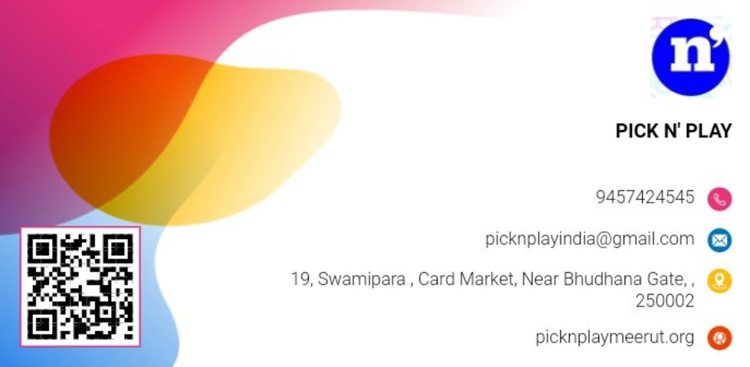 Visiting card store images of Pick N Play