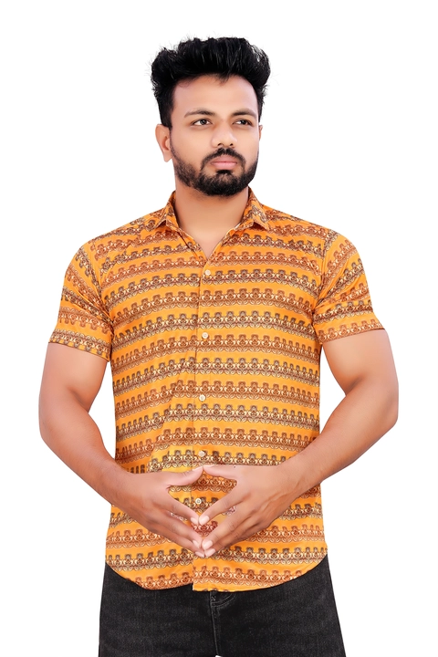 Men's lycra degital printed half sleeve shirt  uploaded by M G Genius on 6/12/2023