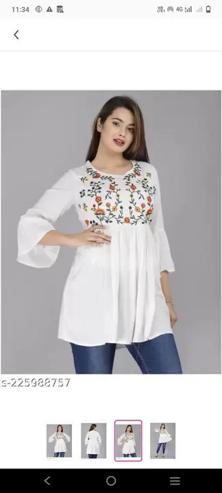 WHITE EMBROIDERED FLORAL TOP
 uploaded by Shyam ji best kurti fashion company on 6/12/2023