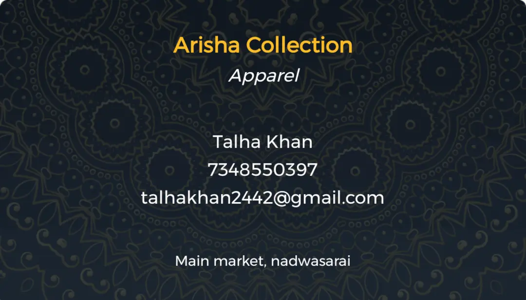 Visiting card store images of Arisha Collection