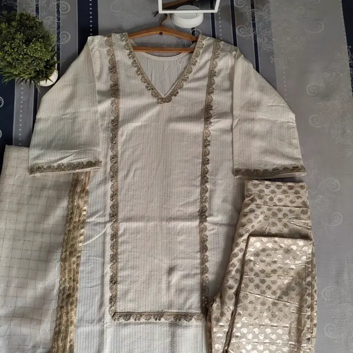 Pure Rayon Fabric lace and button work kurta with trouser and dupatta  uploaded by business on 6/12/2023