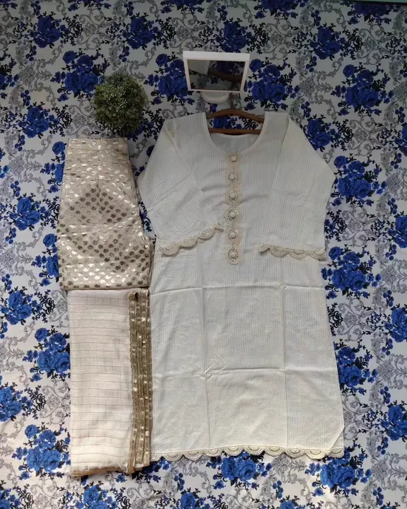 Pure Rayon Fabric lace and button work kurta with trouser and dupatta  uploaded by Isma by Shumaila on 6/12/2023
