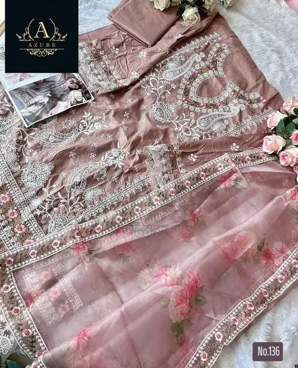Semistiched cotton with heavy embroidery and thread work uploaded by Farheen collection on 6/12/2023