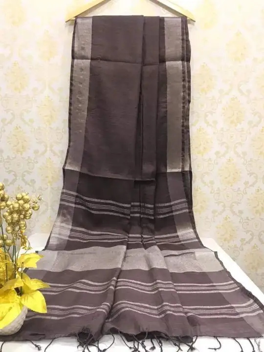 Cotton linen sarees with blouse running full size sarees 6 uploaded by Silk linen sarees on 6/12/2023