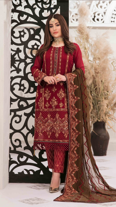 Post image Orignal Pakistani suits  materials with good quality fabric and heavy work.