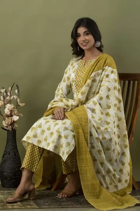 Cotton kurti pant with dupatta  uploaded by The print house  on 6/13/2023