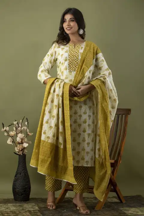 Cotton kurti pant with dupatta  uploaded by The print house  on 6/13/2023