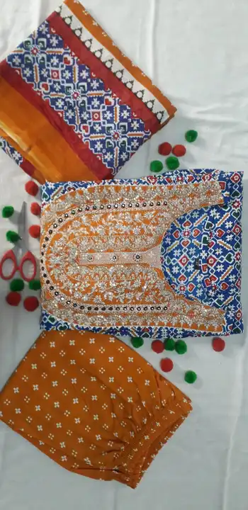 Women's nyra cut embroidery kurti pant and dupatta uploaded by NagraFashion on 6/13/2023