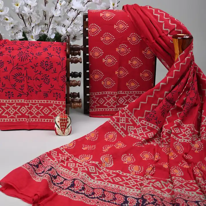 Bagru Hand block printed pure cotton suit with cotton mul mul dupatta  uploaded by The print house  on 6/13/2023