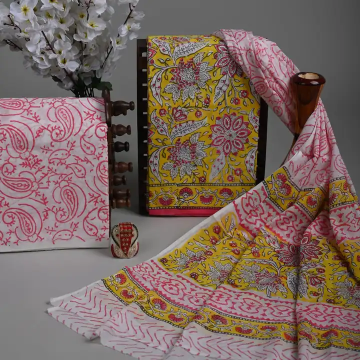 Bagru Hand block printed pure cotton suit with cotton mul mul dupatta. uploaded by The print house  on 6/13/2023