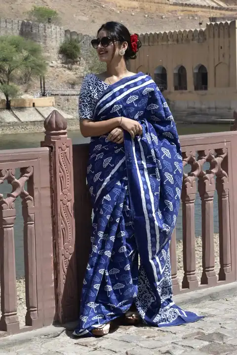 Bagru Hand block printed cotton mul mul saree uploaded by The print house  on 6/13/2023