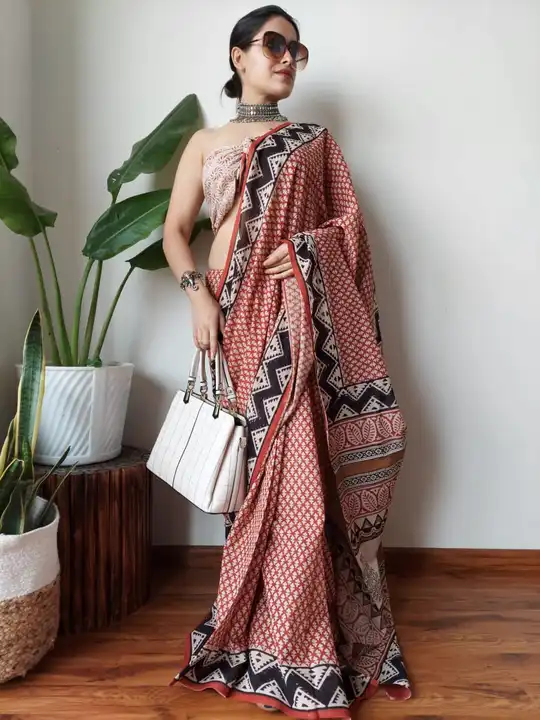 *Cotton Printed Saree*

Hand Block Bagru Printed Soft Malmal Cotton Saree With Same as Pictures Blou uploaded by Aanvi fab on 6/13/2023