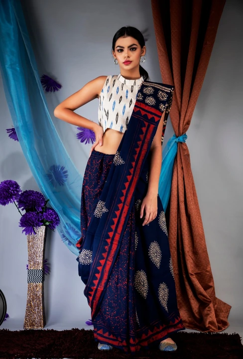 *Cotton Printed Saree*

Hand Block Bagru Printed Soft Malmal Cotton Saree With Same as Pictures Blou uploaded by Aanvi fab on 6/13/2023