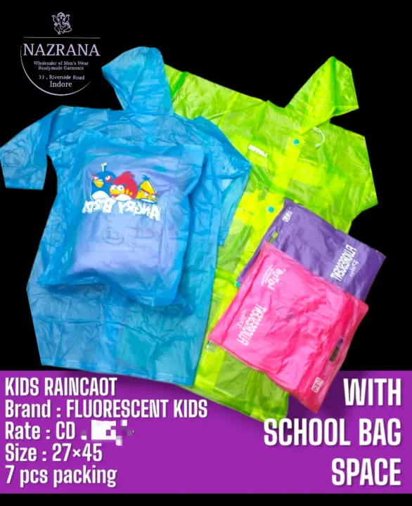 Kids FLUORESCENT RAINCOAT with school bag space uploaded by business on 6/13/2023