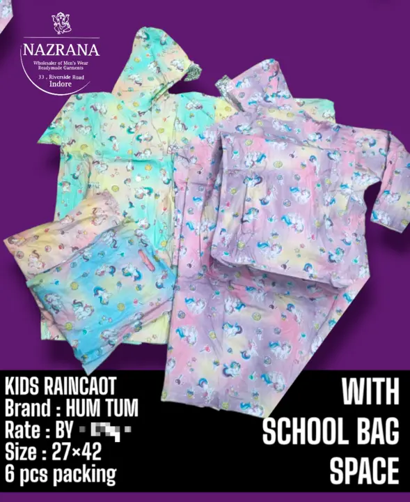 Kids  PRINTED RAINCOAT with school bag space uploaded by business on 6/13/2023