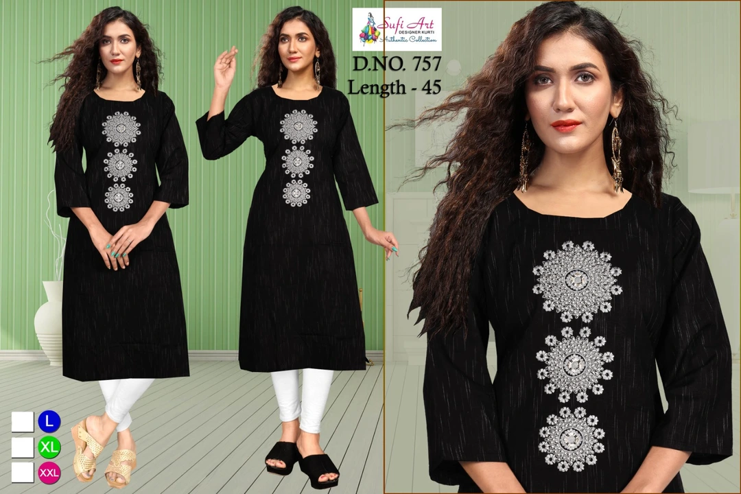 Cotton kurtie long 45 length  uploaded by Kashida fashion on 6/13/2023