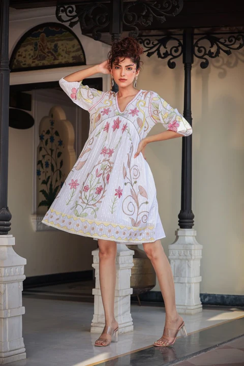 The White Embroidery Short Gown uploaded by Sukhkrta clothing  on 6/13/2023