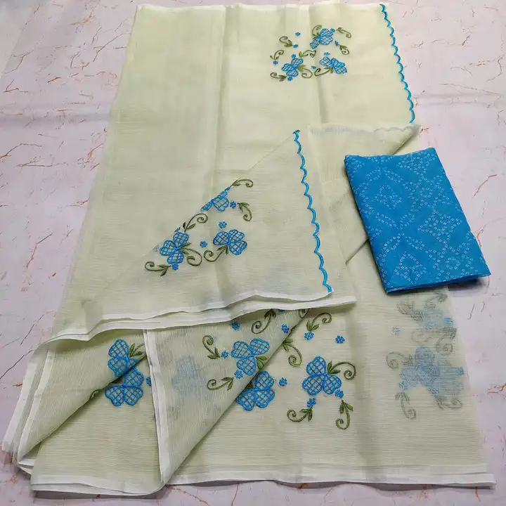 Kota doria embroidery work saree  uploaded by Ansari Handloom on 6/13/2023