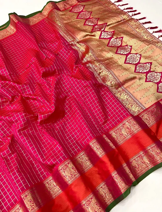 Kanjivaram silk witjh zari weaving pallj uploaded by Suyukti fab on 6/13/2023