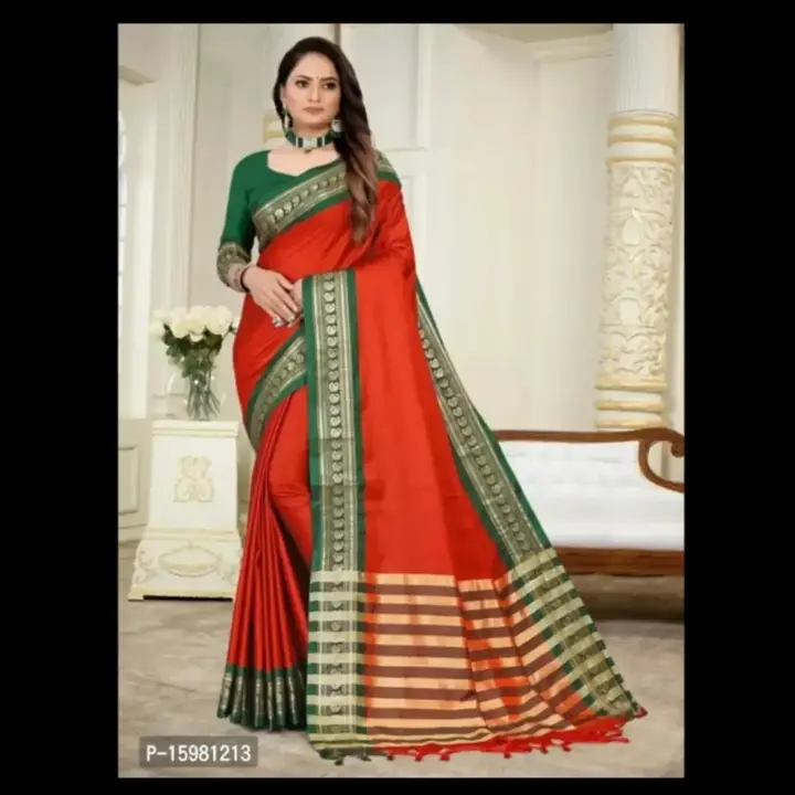 Cotton Silk Kairi Jacquard Border Sarees with Blouse Piece uploaded by business on 6/13/2023