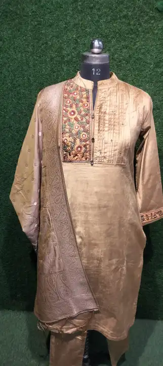 Amritsar fine velvet three piece kurti with excellent  embroidery work and banarasi dupatta  uploaded by business on 6/13/2023