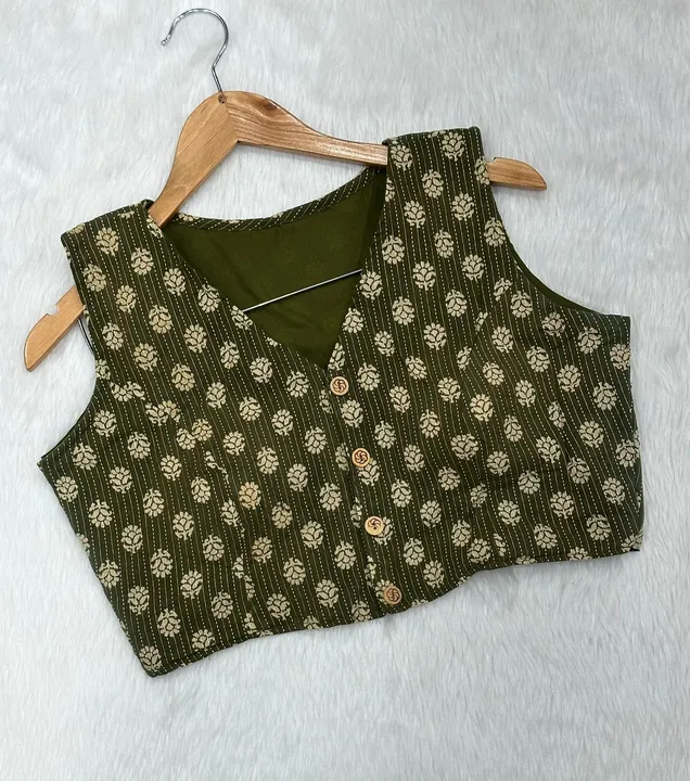 🍀Designer Cotton With Beautiful  Flower Block print Blouse🍀 uploaded by Blousewala on 6/13/2023