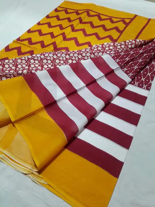   ikkat print saree with  plane & Printed blouse pc & jari piping Border

 uploaded by Chanderi handloom saree on 6/13/2023