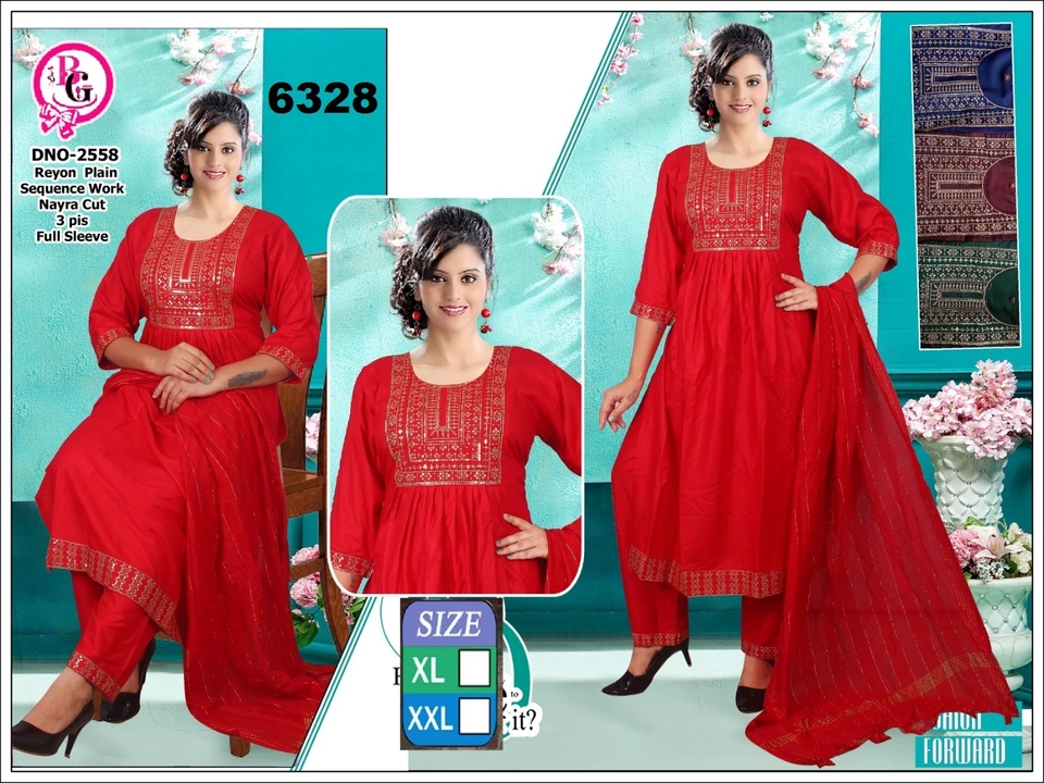 Nayra Kurta with dupatta and pant ( 6328) uploaded by Latitude Retail Private Limited on 6/13/2023