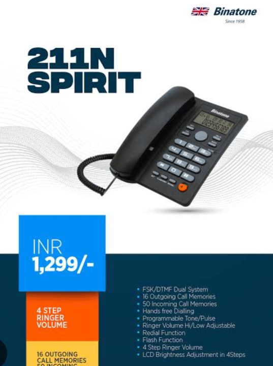   Binatone Spirit 211N Corded Landline Phone

 uploaded by Shaksham Inc. on 6/13/2023