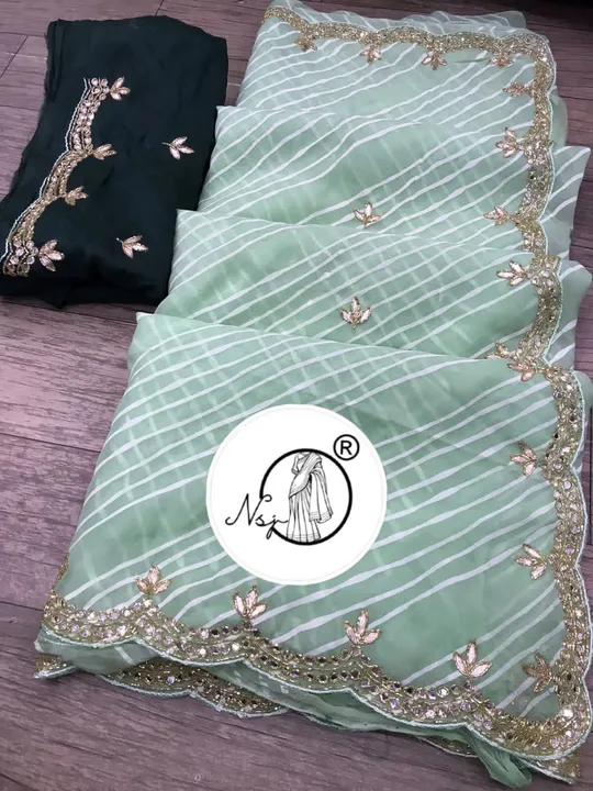 presents exclusive LEHRIYA saree 
such an unique colour and perfect for the party

👉keep shopping w uploaded by Gotapatti manufacturer on 6/14/2023