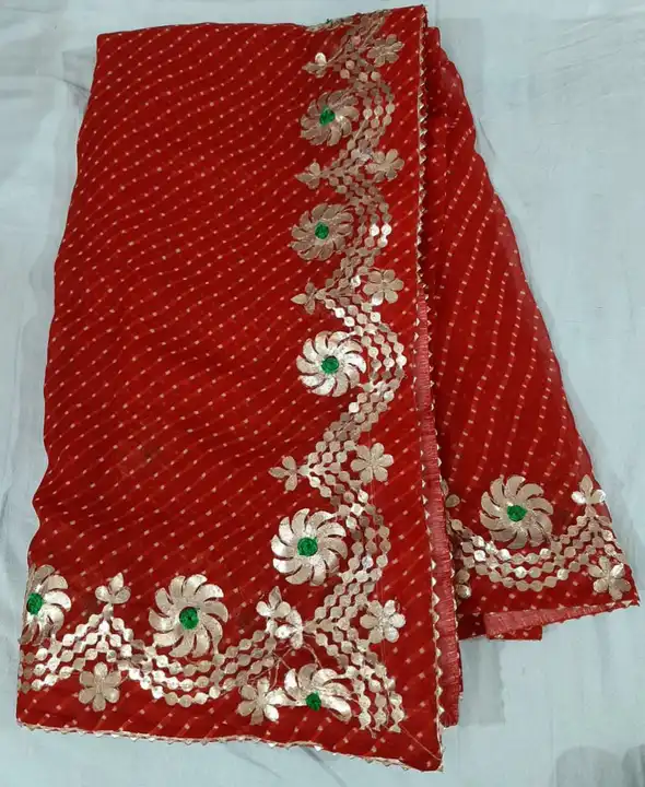 🥰🥰 *NEW LAUNCH*😍😍

*Jorjett fabric 60 gram Lahriya modthra print saree with full heavy gotta pat uploaded by Gotapatti manufacturer on 6/14/2023