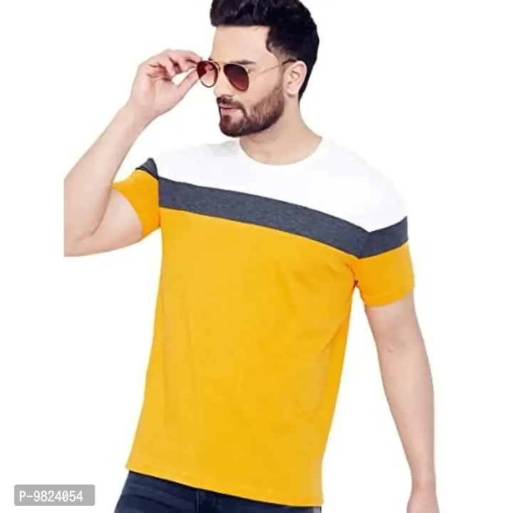 *AUSK Men's Regular Fit T-Shirt(White,Mustard,Charcoal Mix_Medium uploaded by Jintu moni das  on 6/14/2023
