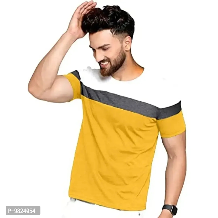 *AUSK Men's Regular Fit T-Shirt(White,Mustard,Charcoal Mix_Medium uploaded by Loloot  on 6/14/2023