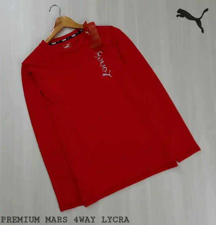 Post image *PREMIUM MENS FULL SLEEVE T SHIRT*

*PUMA-ONE8* 
  Fabric : MARS 4 WAY LYCRA 
  Gsm.:190-200
  Size  : M L XL
  Colour: 7
  Ratio:2 2 2 
  Moq :45
 *𝑷𝒓𝒊𝒄𝒆*:*235/-*  (MRP TAG *RS 1999/*)

*USED ORIGINAL ACCESSORIES AND HIGH QUALITY STICKERS*
*INSIDE ATTACHED WASH CARE LABEL WITH  WORKING SCANING OFFICIAL WEB SIDE*