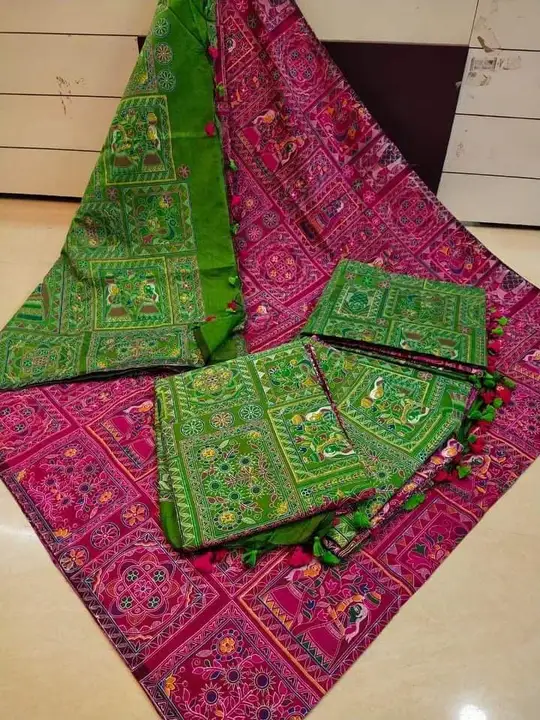 Madhubani print saree with blouse  uploaded by Maa saree textile on 5/30/2024