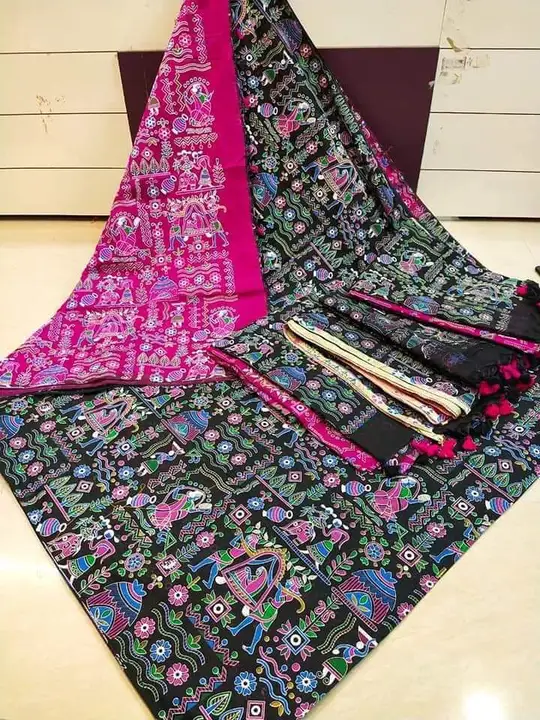 Madhubani print saree with blouse  uploaded by Maa saree textile on 6/14/2023