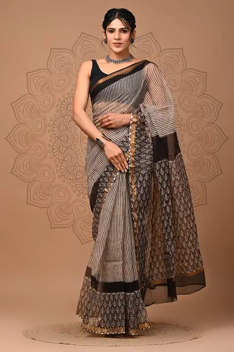 Kota Doria saree with blouse  uploaded by Tarun handicrafts on 6/14/2023