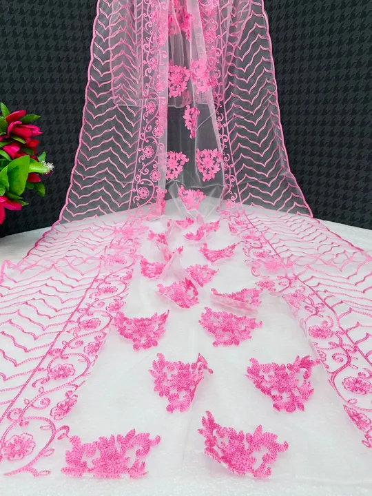 Pink Embroidery Work Women Fancy Net Dupatta  uploaded by Miss Lady Fashion on 6/14/2023