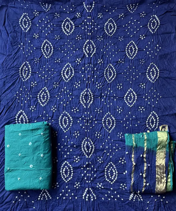 Cotton satinCotton satin Bandhani dress materials  uploaded by Jayshree creation on 6/14/2023