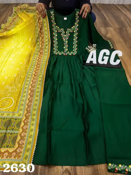 *AGC*
2630

Premium maslin nayra cut kurti detailed with beautiful embroidery on yoke & slit border  uploaded by Mumbai fashion night rider on 6/14/2023