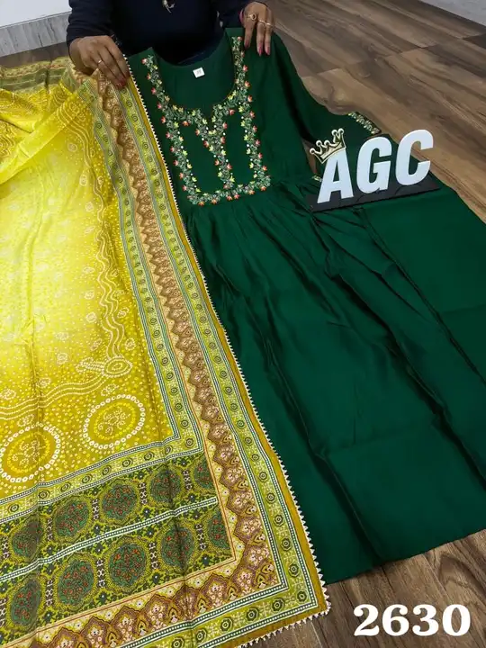 *AGC*
2630

Premium maslin nayra cut kurti detailed with beautiful embroidery on yoke & slit border  uploaded by Mumbai fashion night rider on 6/14/2023