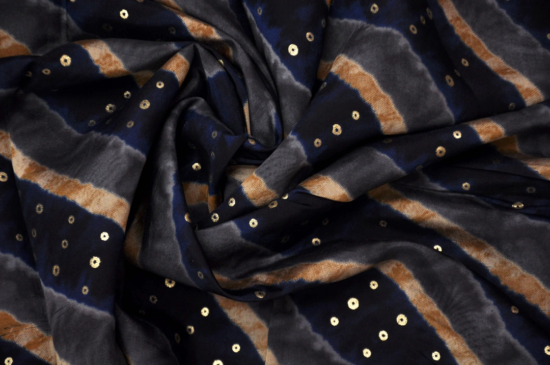 Black, Grey and Gold stripes Muslin Printed Fabric  uploaded by Studio Lcx Fashion Pvt. Ltd. on 6/14/2023