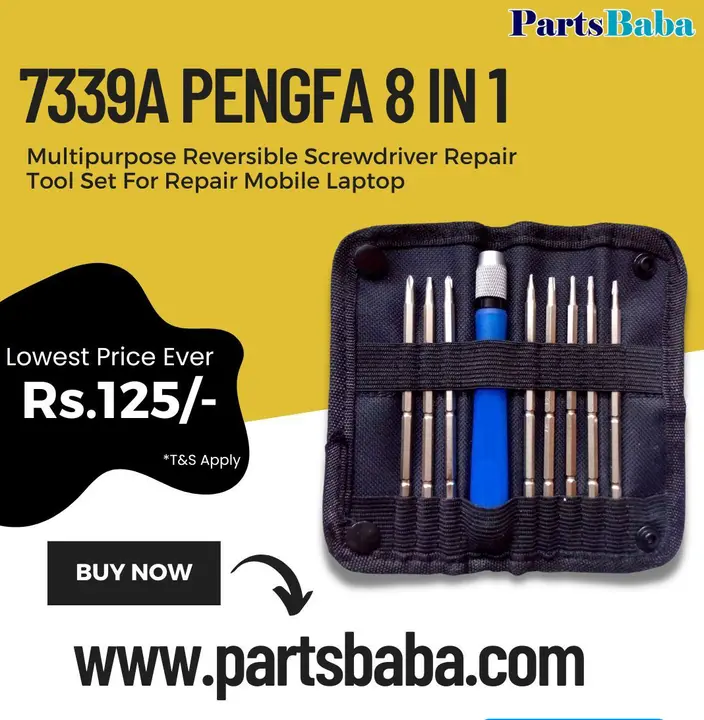 Post image Get Pengfa 8 in 1 Screwdriver Reversible Tool kit for mobile and laptop repair only on Www.partsbaba.com