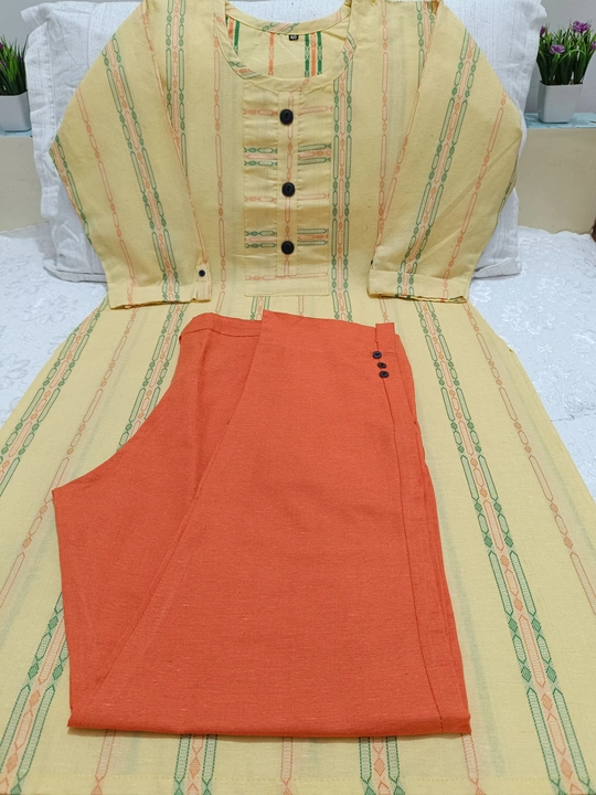 Khadi kurti with pant  uploaded by Royal collection on 6/14/2023