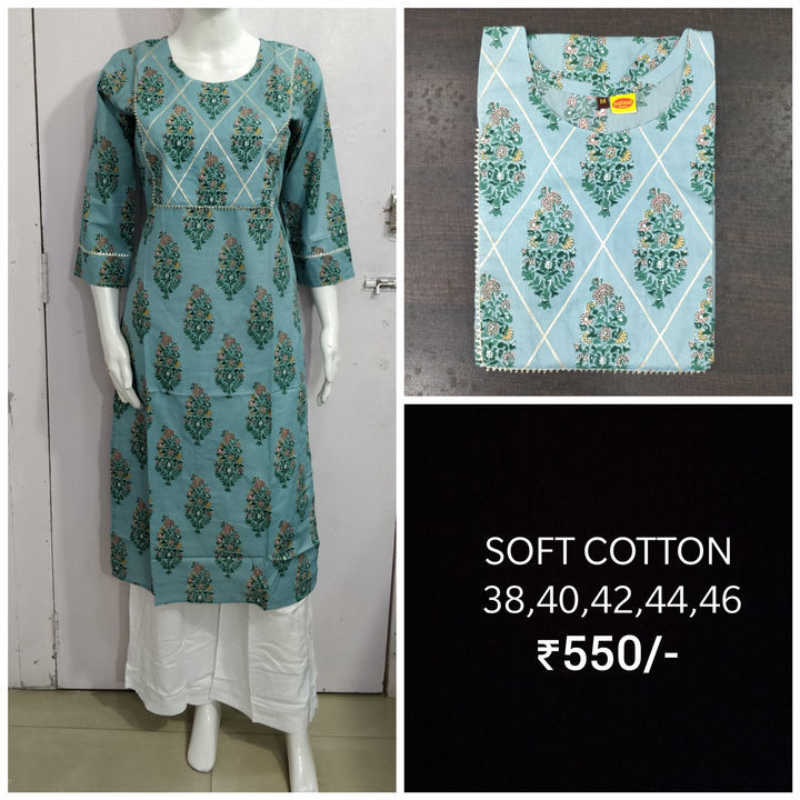 Cotton and rayon hand embroidery kurtis uploaded by Derani Jethani Creation on 3/14/2021