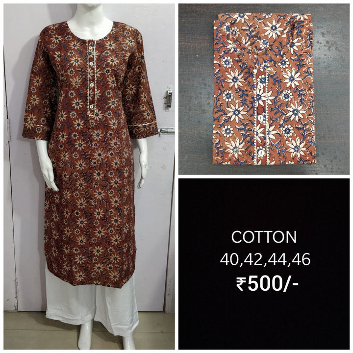Cotton and rayon hand embroidery kurtis uploaded by business on 3/14/2021
